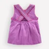 Cross-Back Pom Trim Top Chalky Violet