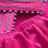 Cross-Back Pom Trim Top Pink Peony