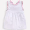 Cross-Back Pom Trim Top White