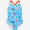 Cross-Back Printed Swimsuit Cabana Blue Mermaids