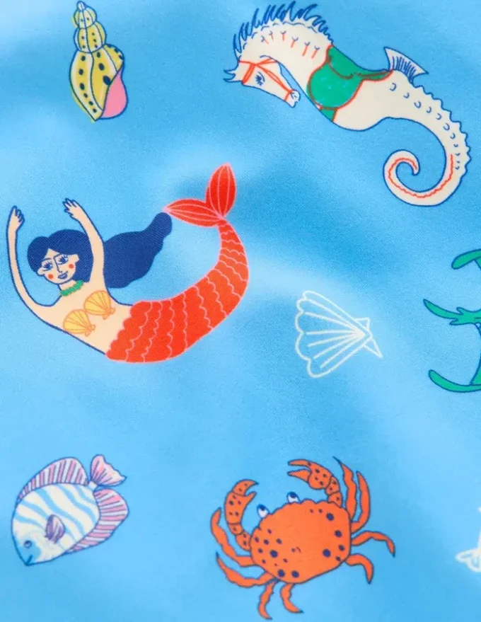 Cross-Back Printed Swimsuit Cabana Blue Mermaids