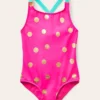 Cross-Back Printed Swimsuit Fuchsia Pink Foil Spot