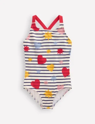 Cross-Back Printed Swimsuit Multi Celestial Stripe