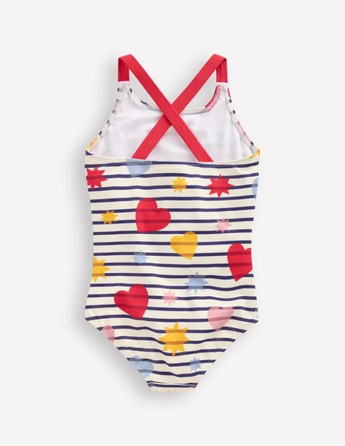 Cross-Back Printed Swimsuit Multi Celestial Stripe