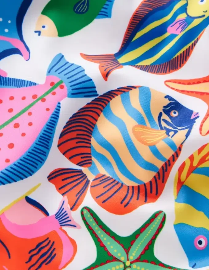 Cross-Back Printed Swimsuit Multi Fishes