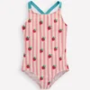 Cross-Back Printed Swimsuit Pink Strawberry Stripe