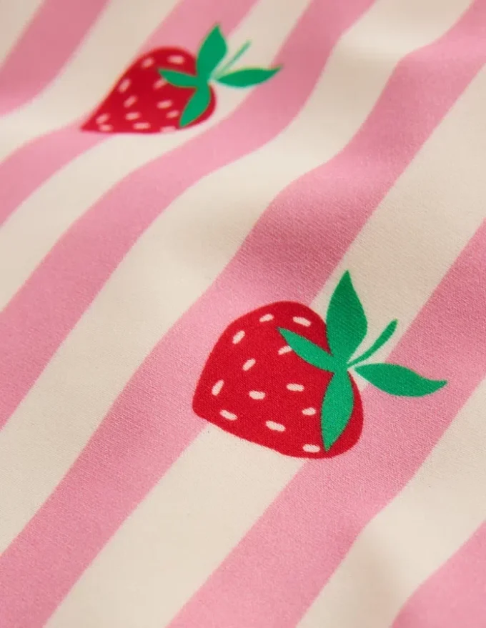 Cross-Back Printed Swimsuit Pink Strawberry Stripe