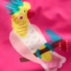 Cross-Back Printed Swimsuit Pink Tropical Bird