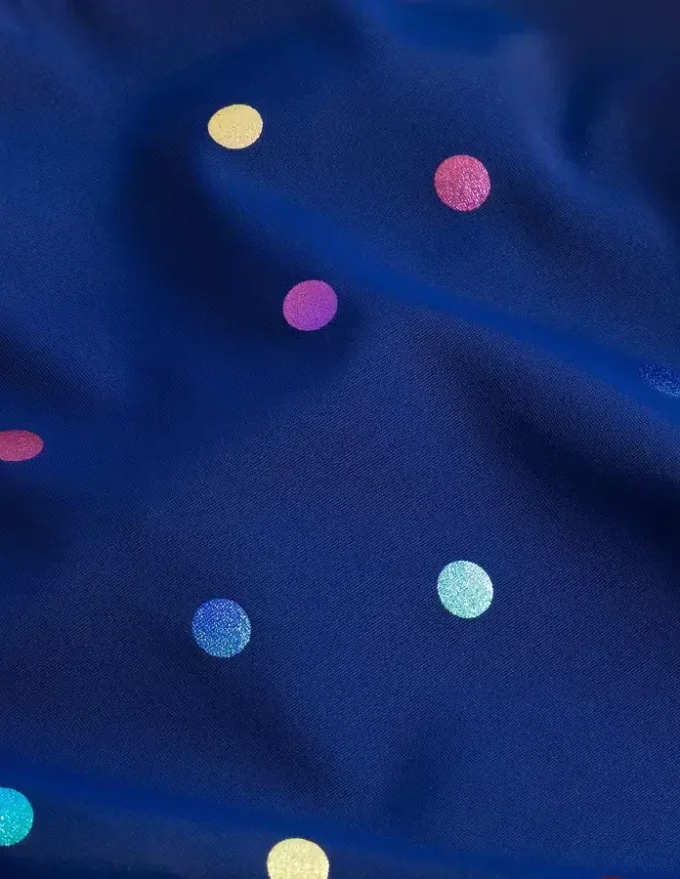 Cross-Back Printed Swimsuit Rainbow Foil Confetti Spot