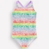 Cross-Back Printed Swimsuit Rainbow Ombre Flowerbed