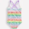 Cross-Back Printed Swimsuit Rainbow Ombre Flowerbed