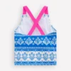 Cross-Back Tankini Top Azure Blue Woodblock Cross-Back Tankini Top Azure Blue Woodblock