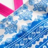 Cross-Back Tankini Top Azure Blue Woodblock Cross-Back Tankini Top Azure Blue Woodblock