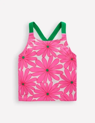 Cross-Back Tankini Top Festival Pink Daisy