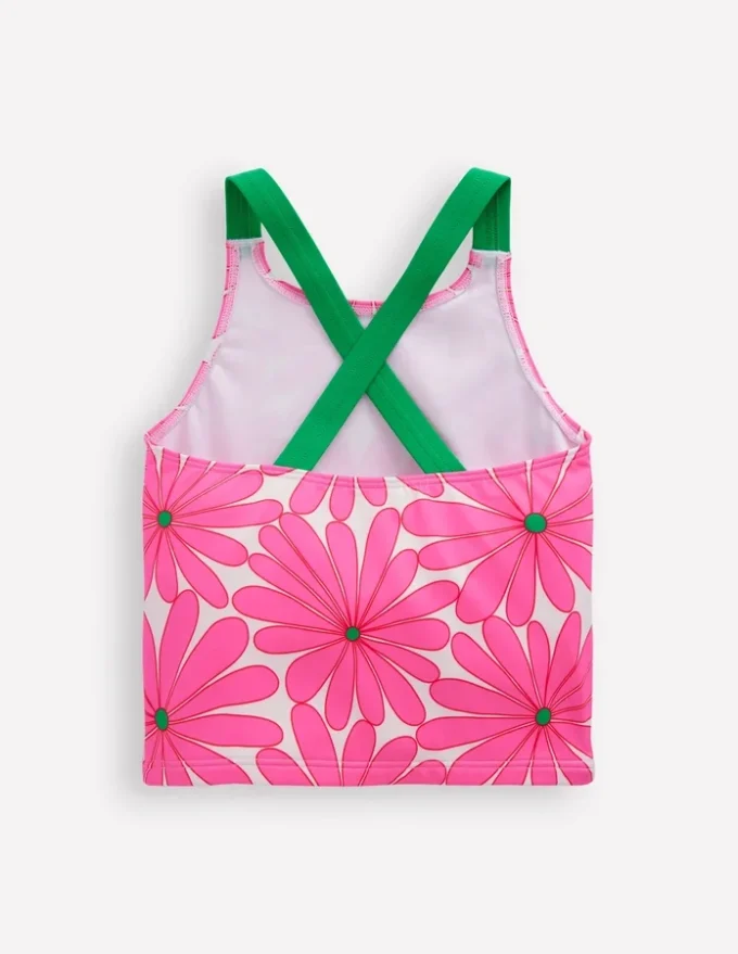 Cross-Back Tankini Top Festival Pink Daisy