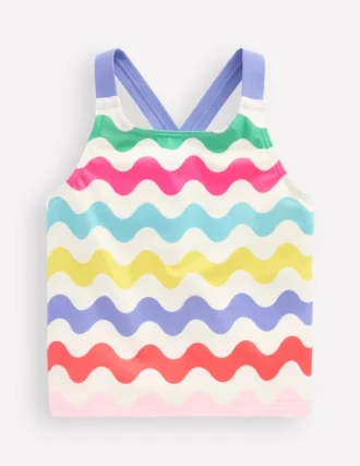 Cross-Back Tankini Top Multi Wave