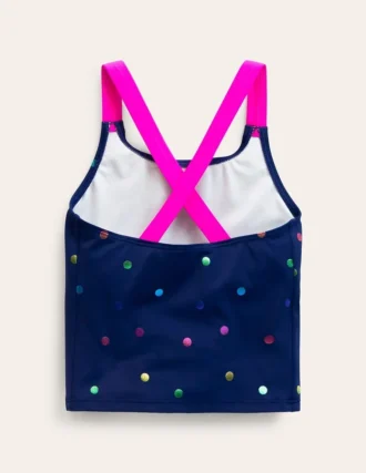 Cross-Back Tankini Top Rainbow Foil Confetti Spot