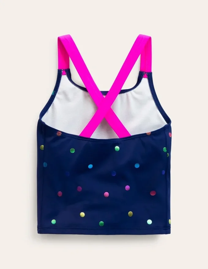 Cross-Back Tankini Top Rainbow Foil Confetti Spot Cross-Back Tankini Top Rainbow Foil Confetti Spot