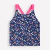Cross-Back Tankini Top Sapphire Blue Meadow Floral Cross-Back Tankini Top Sapphire Blue Meadow Floral