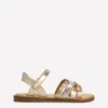 Crossed Leather Sandals Metallic