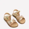 Crossed Leather Sandals Metallic