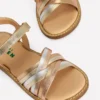 Crossed Leather Sandals Metallic