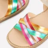 Crossed Leather Sandals Rainbow metallic