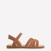 Crossed Leather Sandals Tan