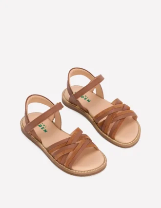 Crossed Leather Sandals Tan