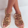 Crystal Flat Sandals Gold Crystal Flat Sandals Gold