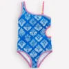 Cut Out Swimsuit Kingfisher Blue Woodblock