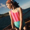 Cut Out Swimsuit Multi Stripe Cut Out Swimsuit Multi Stripe