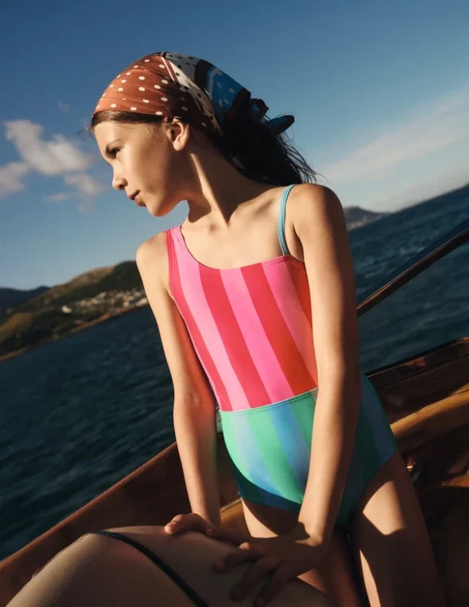Cut Out Swimsuit Multi Stripe Cut Out Swimsuit Multi Stripe