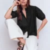 Cutwork Puff Sleeve Top Black Cutwork Puff Sleeve Top Black