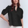 Cutwork Puff Sleeve Top Black Cutwork Puff Sleeve Top Black