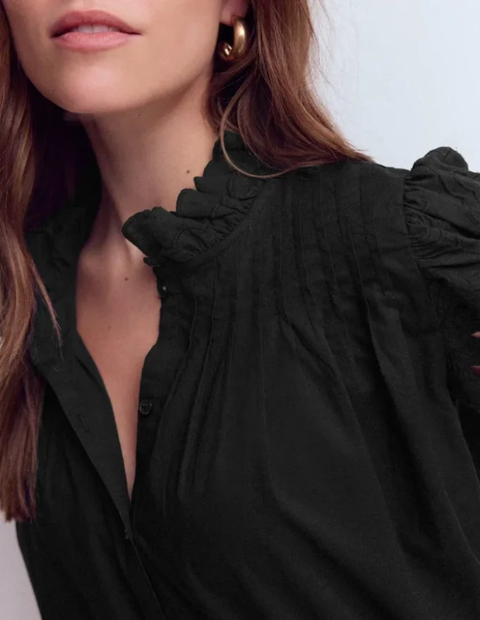 Cutwork Puff Sleeve Top Black Cutwork Puff Sleeve Top Black