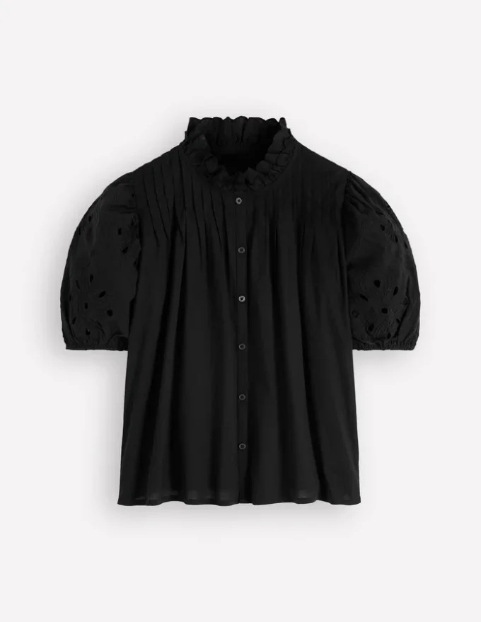Cutwork Puff Sleeve Top Black Cutwork Puff Sleeve Top Black