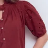 Cutwork Puff Sleeve Top Russet Cutwork Puff Sleeve Top Russet