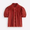 Cutwork Puff Sleeve Top Russet Cutwork Puff Sleeve Top Russet