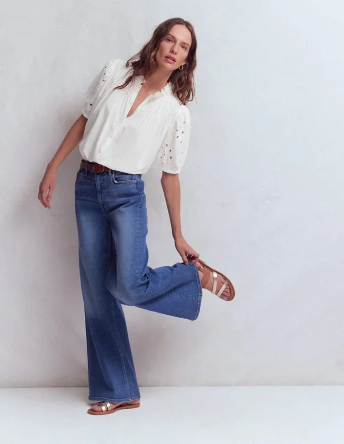 Cutwork Puff Sleeve Top White Cutwork Puff Sleeve Top White