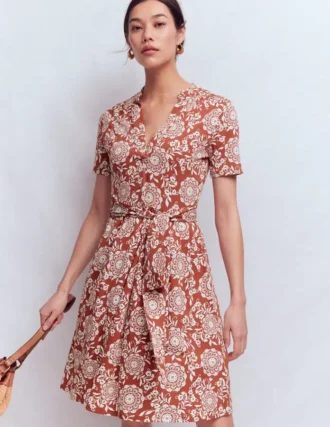 Daisy Flippy Jersey Dress Brown, Decorative Blossom