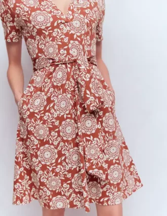 Daisy Flippy Jersey Dress Brown, Decorative Blossom