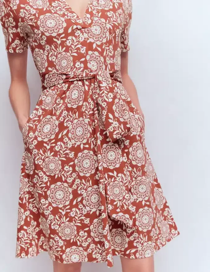 Daisy Flippy Jersey Dress Brown, Decorative Blossom Daisy Flippy Jersey Dress Brown, Decorative Blossom