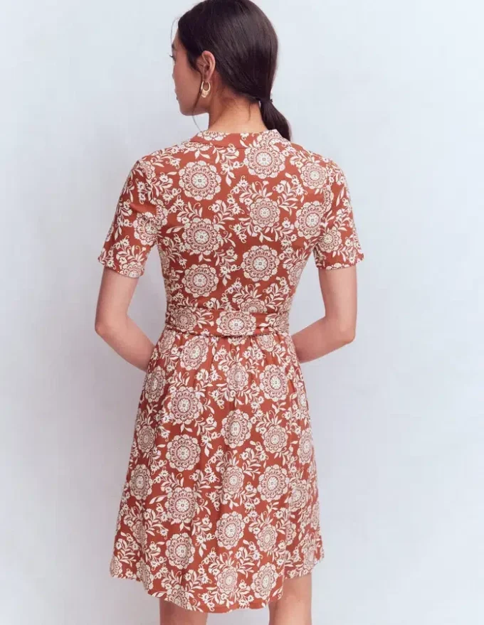 Daisy Flippy Jersey Dress Brown, Decorative Blossom Daisy Flippy Jersey Dress Brown, Decorative Blossom
