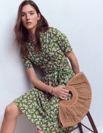 Daisy Flippy Jersey Dress Promenade Green, Dainty Blooms