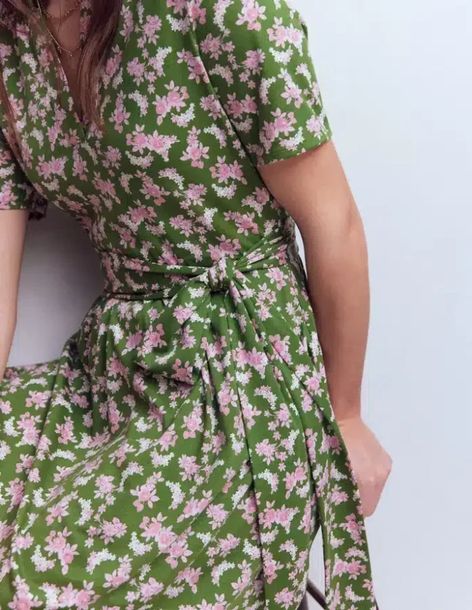 Daisy Flippy Jersey Dress Promenade Green, Dainty Blooms Daisy Flippy Jersey Dress Promenade Green, Dainty Blooms