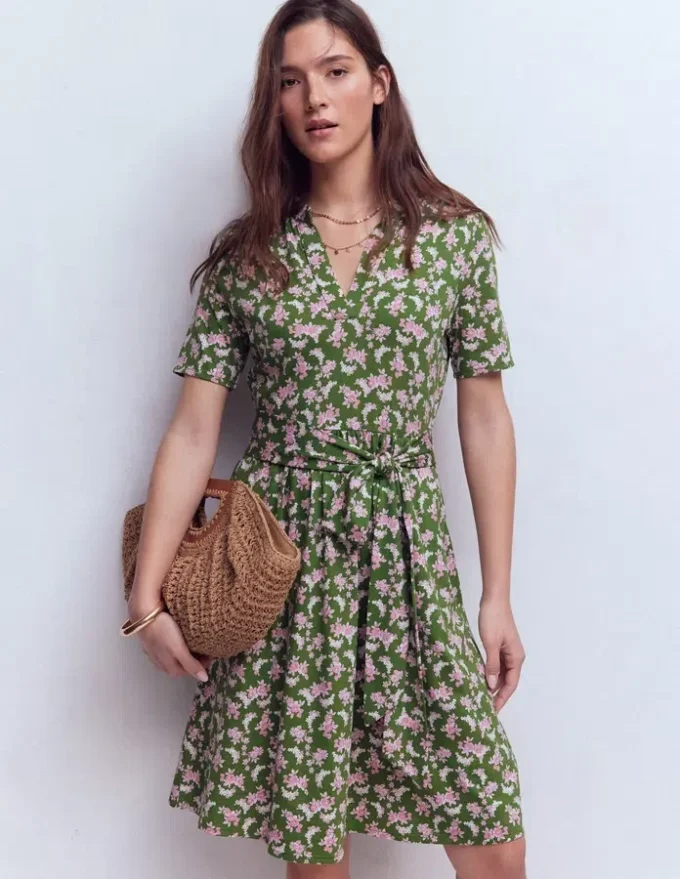 Daisy Flippy Jersey Dress Promenade Green, Dainty Blooms Daisy Flippy Jersey Dress Promenade Green, Dainty Blooms