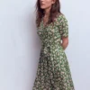 Daisy Flippy Jersey Dress Promenade Green, Dainty Blooms Daisy Flippy Jersey Dress Promenade Green, Dainty Blooms