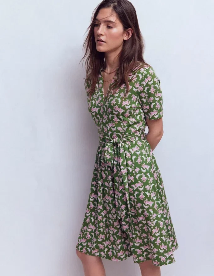 Daisy Flippy Jersey Dress Promenade Green, Dainty Blooms Daisy Flippy Jersey Dress Promenade Green, Dainty Blooms