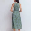 Daphne Double Cloth Dress Green Ornamental Foliage Daphne Double Cloth Dress Green Ornamental Foliage